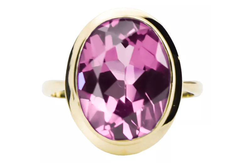 Ring Vintage Handwerk Amethyst 14 Karat Gelbgold vrc285y